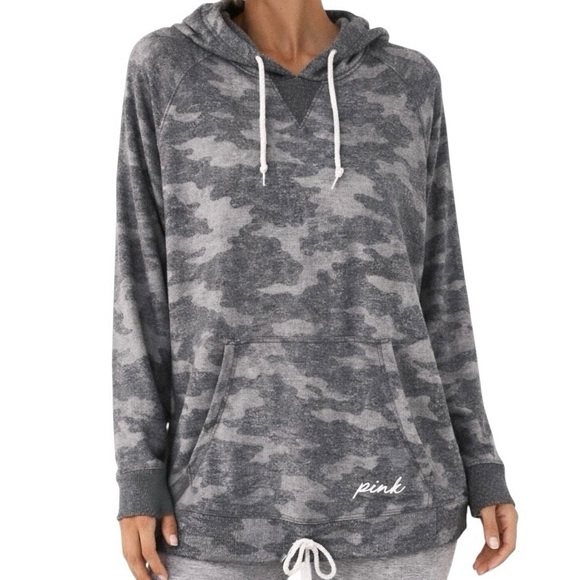 PINK Victoria's Secret Tops - PINK by Victoria's Secret Women's Camo Print Pullover Hoodie Size M